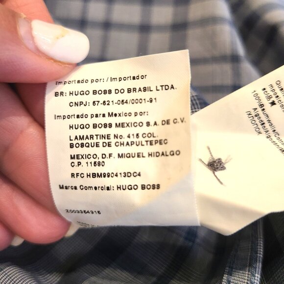 BOSS Hugo Boss Slim Fit Button-Down Shirt – Men’s XL – Blue Plaid – Two Chest Po - Picture 13 of 13